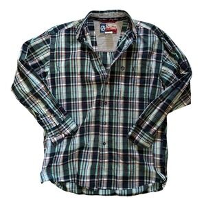 Wrangler George Strait Cowboy Cut Plaid Button Down Shirt Mens Medium MGSG007